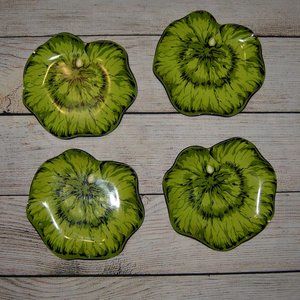4 Vintage Lettuce Cabbage Leaf Melamine Snack Plates